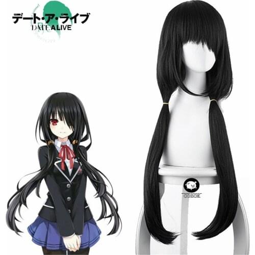 DATE A LIVE Tokisaki Kurumi Cosplay Wig long straight black Synthetic Hair Anime Costume Accessories Halloween Party Wigs
