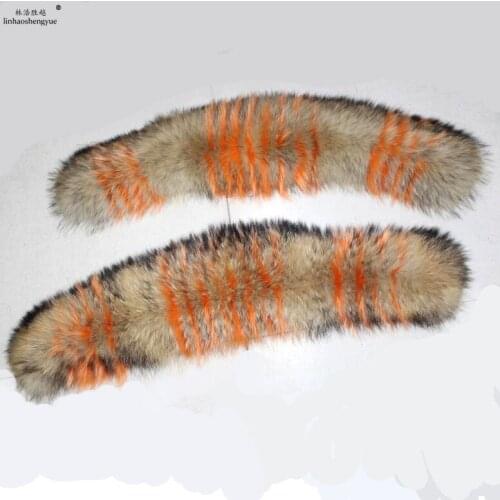 Linhaoshengyue Winter NEW 100% Natural Raccoon Fur Collar Women Fur Collar
