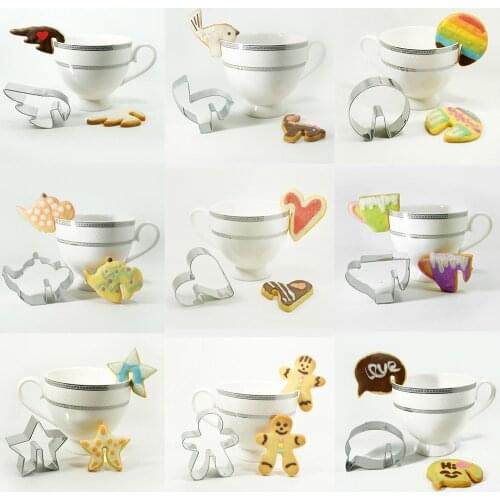 Teapot wings star gingerbread Man birds Metal cookie cutter shapes hanging cups reposteria biscuit pastry mould baking tools
