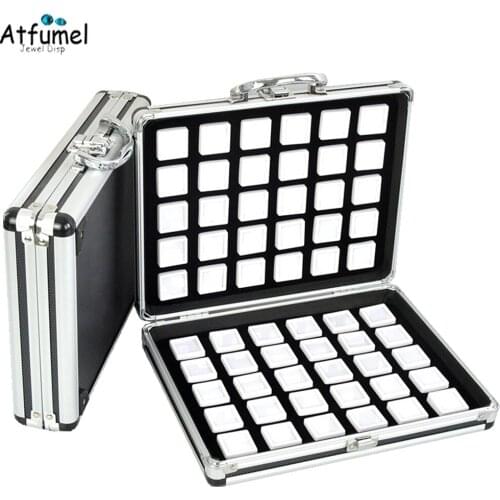 Metal Diamond Jewelry Packaging Carry Case With Gemstone Display Box Jewelry Storage Organizer Stone Display Box Gem Ring Box