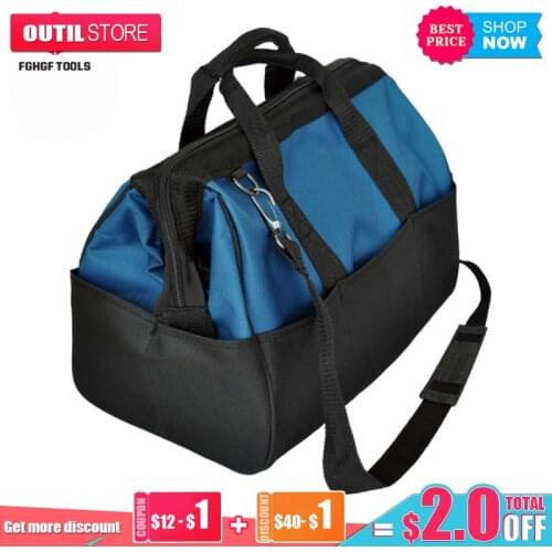 FGHGF Multifunction 16" Toolkit Maintenance And Electrician Single Shoulder Large Capacity Thicken 600D Oxford Cloth Toolbag
