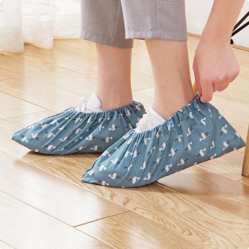 1Pair Thicken Reusable Elastic Shoe Cover Home Indoor Antiskid Overshoes Student Machine Room Flamingo Dust Proof Feet Covers