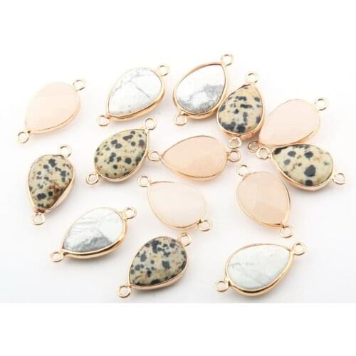 Natural Stone Agates Pendants Water Drop Shape Double hole connector DIY for Necklace or Jewelry Making Size 27*14*8 mm