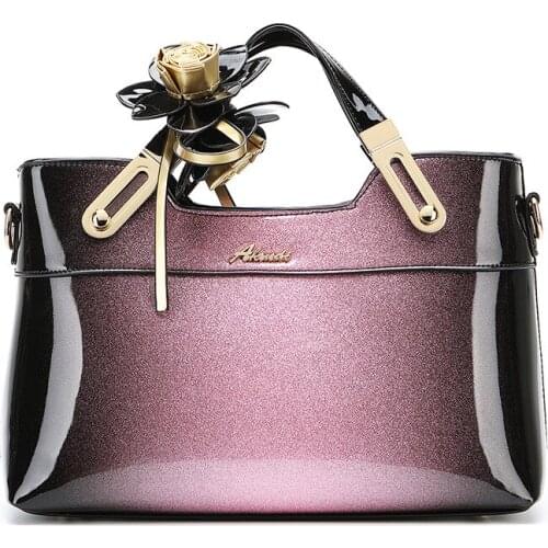 New Arrival Fashion Flower Women Handbags European Patent Leather Ladies Shoulder Bags Female Girl Brand Luxury Crossbody Bag