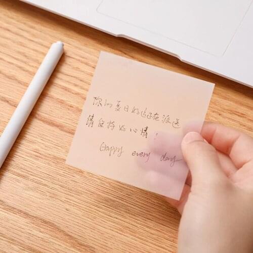50 Sheets Transparent sticky notes with scrapes stickers clear simple and high-value note paper for Student office stationery