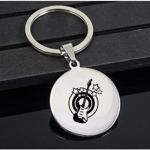Drop Shipping Guitar Keychain High Quality Stainless Steel Star Keychains Jewelry Music Fans YP7427