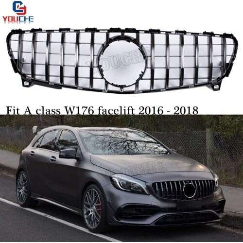 GT R Style Front Bumper Grill Mesh For Mercedes W176 Facelift 2016 - 2018 A160 A180 A200 A250 A45 AMG Front Grille