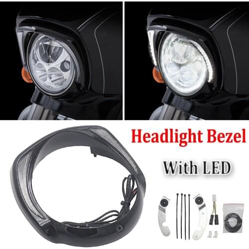 LED Anti-Collision Headlight Bezel Daytime Running Light For Harley Davidson Touring Tri Road Street Electra Glide FLHTCU