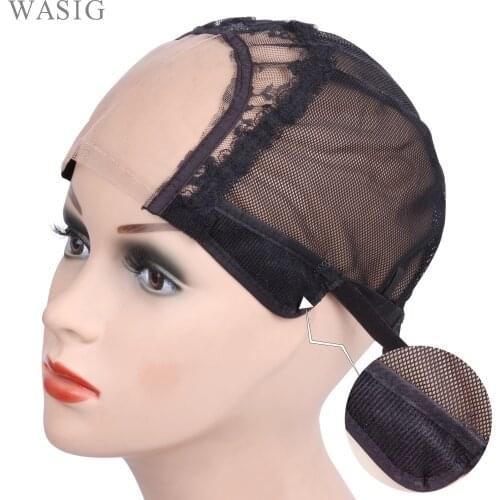 New 4*4" U Part Wig Cap With Velvet Sides For Making Wigs With Adjustable Straps Glueless Weaving Caps Mesh Wig Cap Hairnets