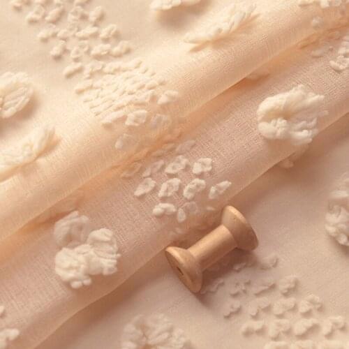 High quality polyester imitation hemp tissu Beige jacquard fabric Robes, garments, garments, long skirts and curtains material