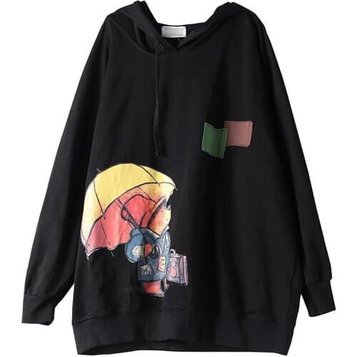 2021 New Casual Plus Size Girls Long Sleeve Hooded Autumn Spring Loose Print Fashion Sweatshirt худи оверсайз