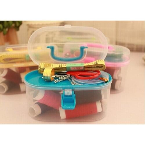1PC Multifunction Sewing Kit Set Thread Threader Needle Tape Measure Scissor Thimble Box Bag Hand Sewing Storage Jar OK 0037