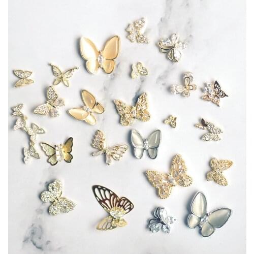 10pcs/lot Luxury Butterfly wing zircon crystals rhinestones nail jewelry nail art decorations nails accessories charms supplies