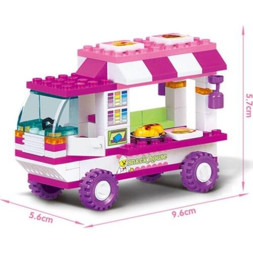 102Pcs City Old Vans Snack House Car Building Blocks Sets Brinquedos Friends Creator DIY Bricks Educational Toys for Girls