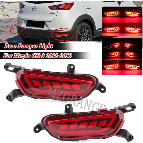 2PCS Rear Bumper Light For Mazda CX-3 CX3 2015-2020 LED Bumper Reflector Light Tail Brake Stop Lamp Turn Signal Light