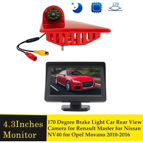 2 In 1 Car Brake Light Rear View Camera Led With 4.3" LCD Monitor For Renault Master For Nissan NV400 For Opel Movano 2010-2016