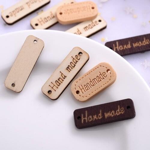 New 50Pcs 3 Colors Rectangle Shape Wooden Buttons Fashion Handmade Letter Buttons Scrapbooking Garment DIY Apparel Accessories