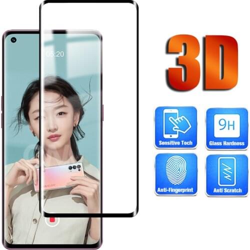 3D Curved Tempered Glass On For Oppo Reno 3 / 4 / 5 Pro 5G / Pro Plus 5G / Reno4 Pro Full Screen Protector 9H HD Protective Film