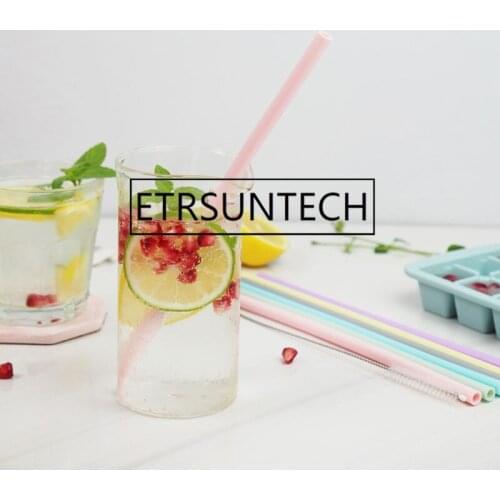 50sets Reusable Silicone Drinking Straws Set Long Flexible Straws with Cleaning Brushes for Bar Party Straws