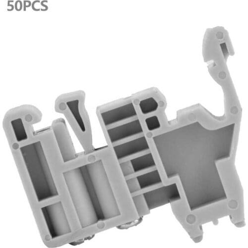 50pcs 35mm E-UK universal terminal blocks ending/end stopper DIN Rail End Screw Clamp Terminal Fixed Block Gray