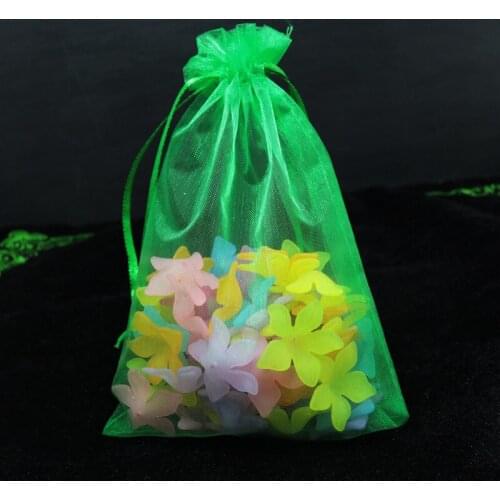 25x35cm (9.8"x13.7") 100pcs Grass Green Organza Gift Bags Jewelry Pouches Wedding Christmas Favor For Jewelry Packaging