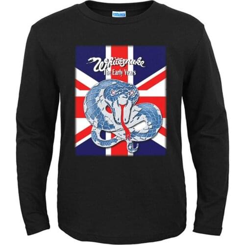 9 designs Vintage England band Whitesnake Punk Rock Snake men women full long sleeves shirt heavy metal black tee fitness