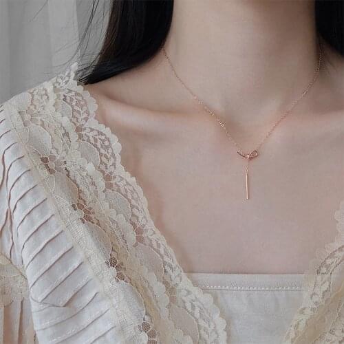 925 sterling silver ins rose gold jewelry with simple and generous temperament clavicle chain for cute student birthday gifts