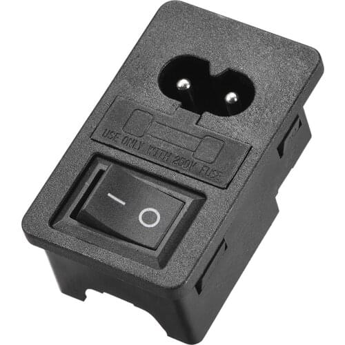 Uxcell C8-8 Panel Mount Plug Adapter 250V 10A 2P 2mm Buckle IEC Inlet 3P Fuse Switch