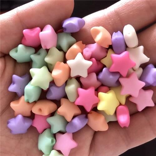 DIY Acrylic Beads Spacer Matte Beads Exquisite Jewelry Findings Colorful Star Shape Beads for Jewelry Making Bracelet 12mm 100Pc