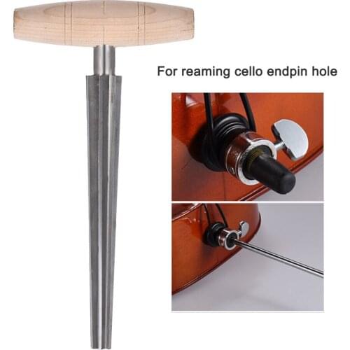 Ammoon Cello Endpin Hole Reamer Shave 1:17 Taper with Wood Handle Luthier Tool Cello Accessories