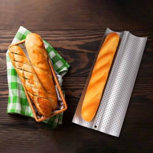 Non-Stick Baguette Wave French Bread Bakeware Perforated Baking Pan Mat For Bakeware Sub Rolls Silicone Baking Liners Cake Pan