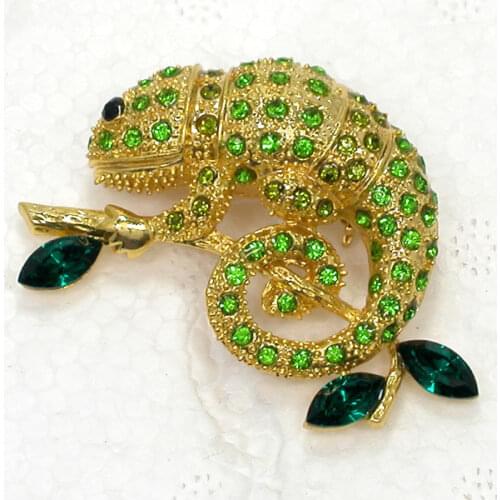 12pcs/lot Wholesale Animal Jewelry gift Brooch Rhinestone Marquise Chameleon Reptile Pin brooches C101658