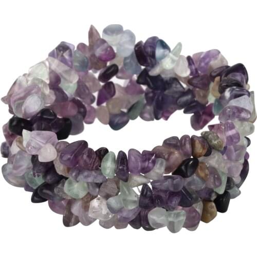 YACQ Fluorite Stretch Cuff 5 Layer Braided Chunky Chakra Bracelet Handmade Jewelry gift for Women Teen Girls Wife Mom