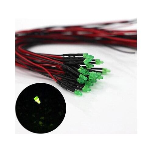 Evemodel 20pcs Pre Wired 1.9mm Diffused Green Led Lamp Light 12V-18V NEW L1219DG ho scale model train 1/35 railway modeling