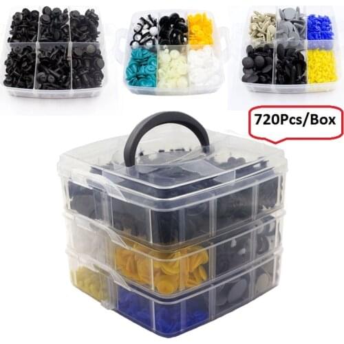 720Pcs Car Body Interior Fender Bumper Retainers Fasteners Clips Plastic Rivets Trim Assortment Kit Screws Panel Fastener