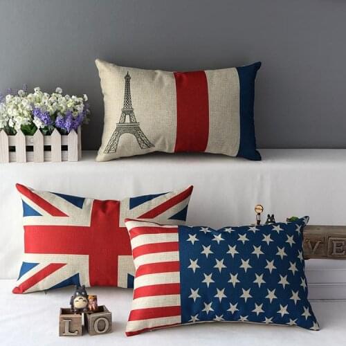 Flag pillow cover, French national flag union jack Stars and Stripes waist pillow case pillowcase wholesale