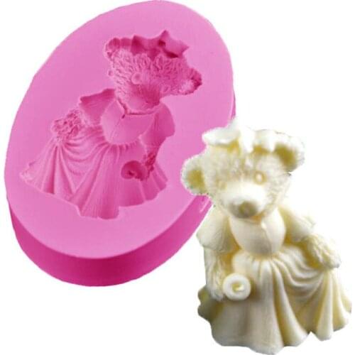 Bear Lady Shape Fondant Cake Silicone Molds Biscuits Mold Chocolate Mould Kitchen Baking DIY Wedding Cake Decorating Tools X027