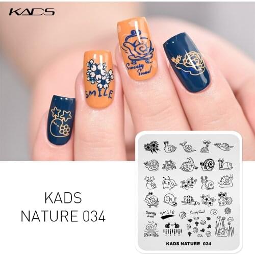 KADS New Arrival Nail Art Stamping Plates Nature Theme Lovely Snails Image Template Art Stencils For 3D Nail DIY Pringting Plate