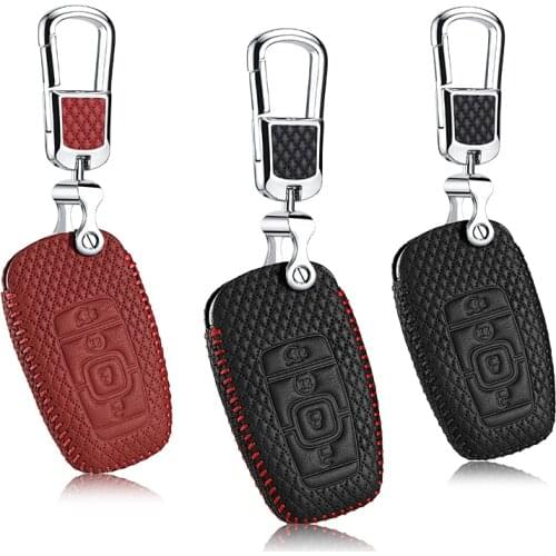 Luckeasy Leather Key Cover For lincoln MKZ MKC 2017 car holder Remote Control case G3
