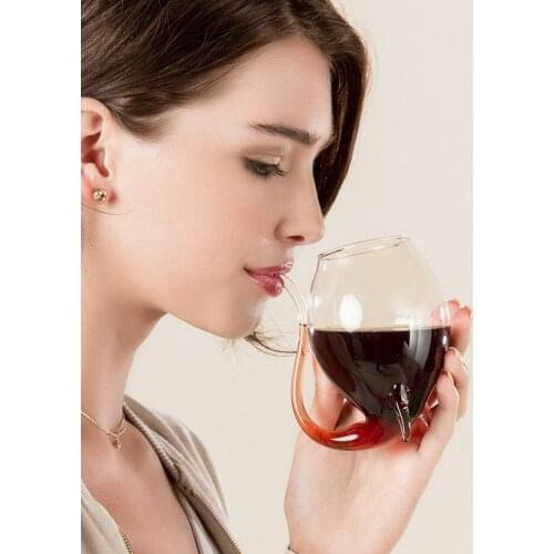 Nordic creative sippy cup red wine glass juice drink beer mug handmade heat-resistant glass bar personality wine glass