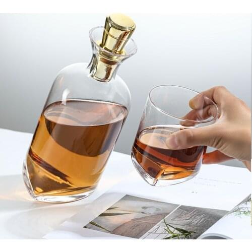 European-style creative oblique standing wine set glass wine glass home creative wine glass whiskey glass wine bottle