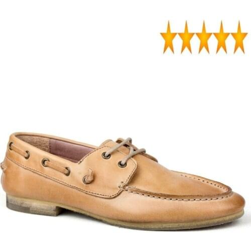Vintage British Style Boat Men Quality Low Top Lace Up Casual Natural Leather Loafers Fashion Driving Shoes
