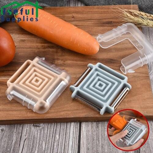 Multifunctional Stainless Steel Peeler 3 Sided Knife Slice Plastic Knife Cover Creative Household Kitchen Vegetable Fast Grater