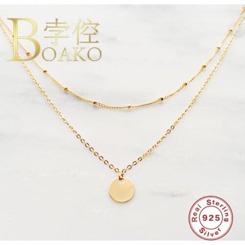 BOAKO Layered Necklace 925 Sterling Silver Necklace For Women 2020 Jewelry Initial Chain Choker Necklace Collares Bijoux Collar