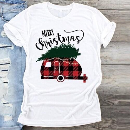 Fashion Women T-Shirt Warm Wishes New Year Merry Tee Shirt Christmas Tumblr Graphic T Shirt O-Neck Clothes Summer Tee Top TShirt
