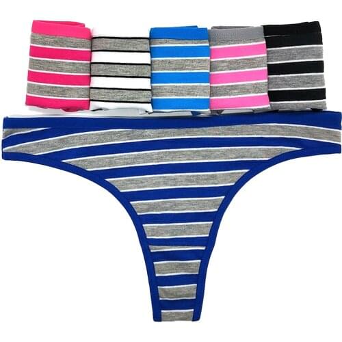 Fashion Ladies Striped Cotton Panties Women String Femme Culotte Thongs Sexy Underwear Woman g-string Lingerie 12 Pcs/Lot