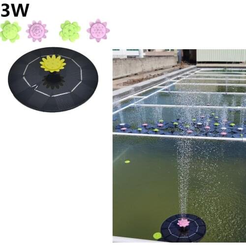 3w High Power Solar Fountain Flower Shape Nozzle For Bird Bath Pond Pool Fish Bowl Garden