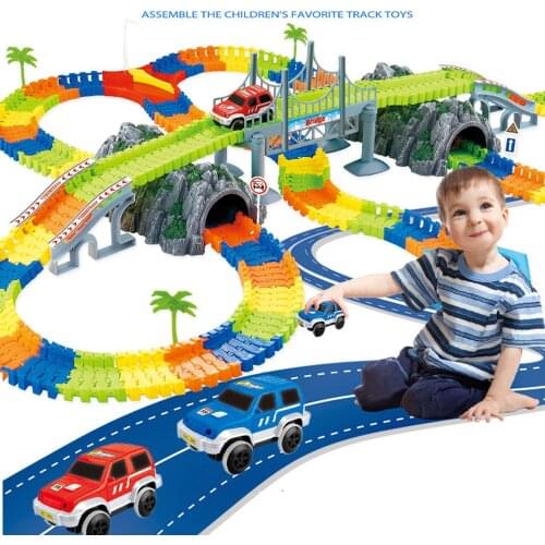 Magical Racing Track Set DIY Luminous Glowing Flexible Railway Track Cars Accessories Educational Toys for Children Boys Gifts