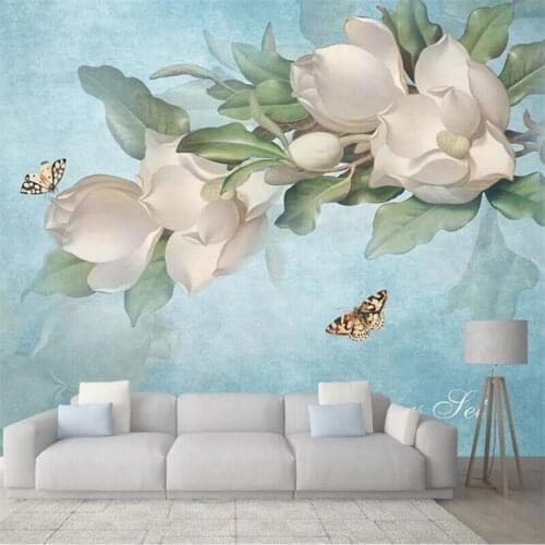 Beibehang Custom wallpaper 3D photo mural Nordic oil painting elegant scorpion flower TV background wall living room wallpaper