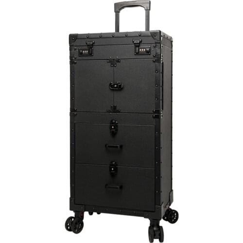 New Men large capacity Trolley Cosmetic case Rolling Luggage,Nails Makeup Toolbox,Multi-layer Beauty Salons Trolley Suitcases